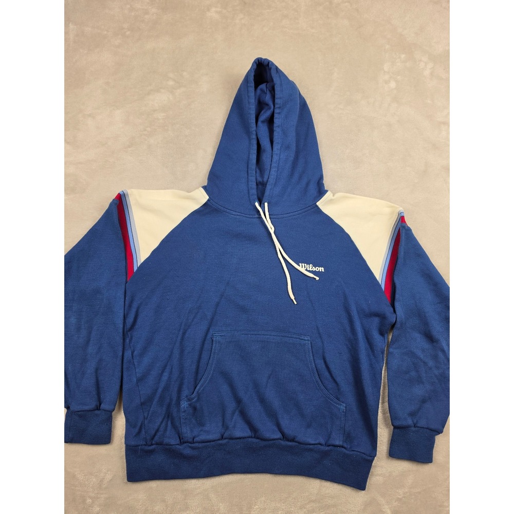 Vintage Wilson Hoodie Mens‎ M Blue Colorblock Raglan Sweatshirt *Read